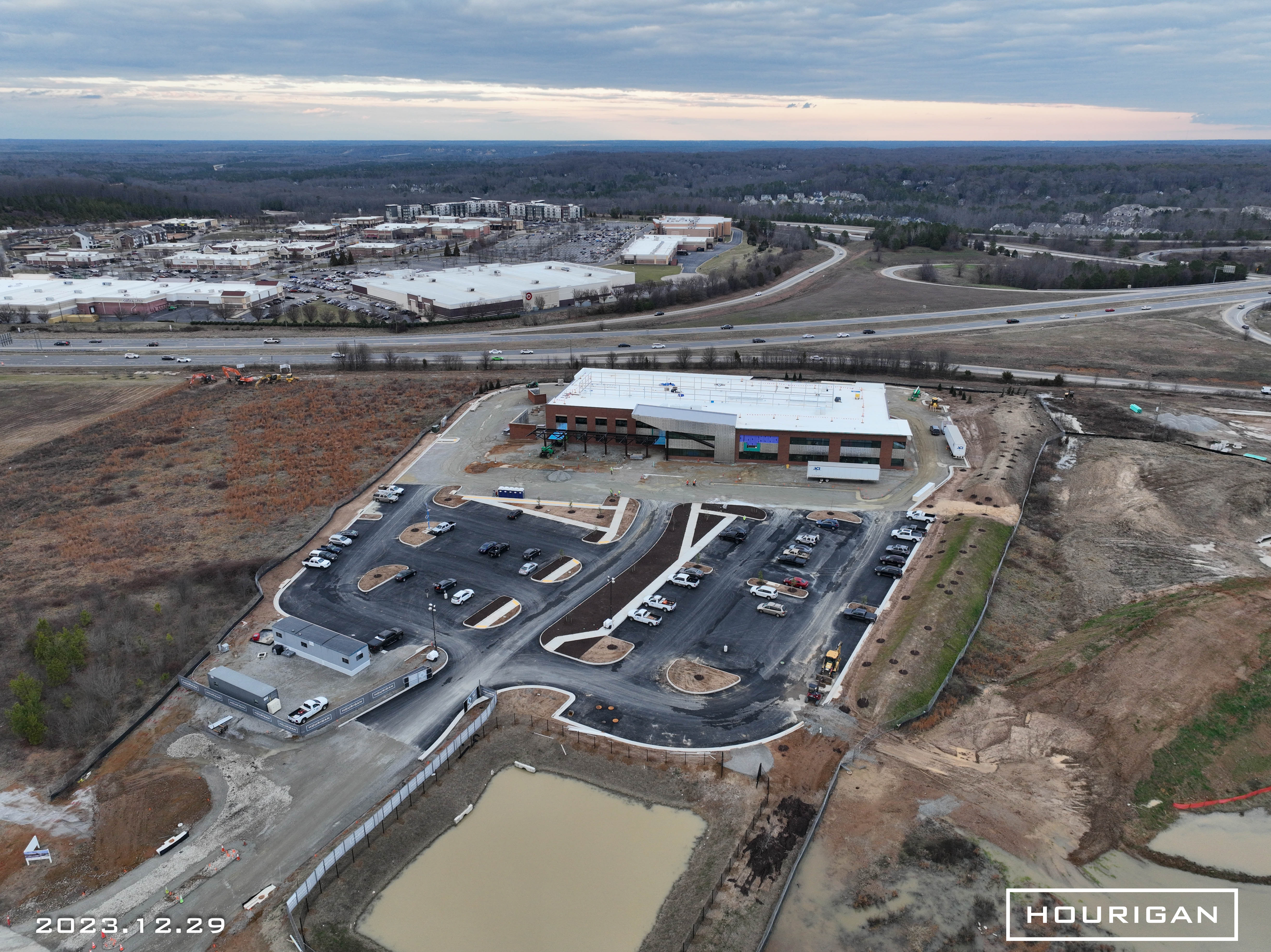 Aerial image of a medical office building under construction.